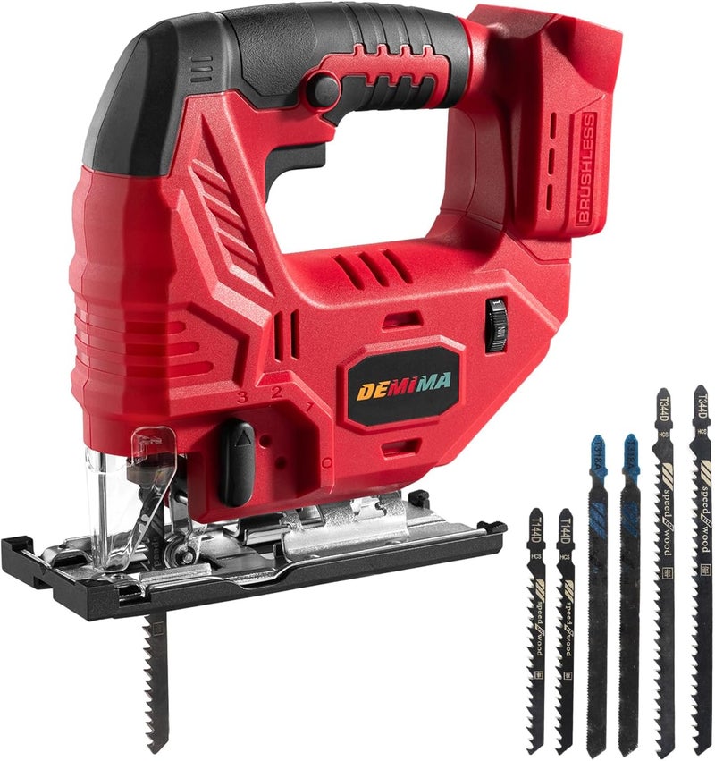 DEMIMA Cordless Jig Saw for Milwaukee M18 Battery, 7 Speed Variable ​​Up to 3200RPM, LED Light, 45° Bevel Cuts, 3 Orbital Motions, with Jig Saw Blade for Straight/Curve/Circle Cutting(Battery Not Include) - Image 1